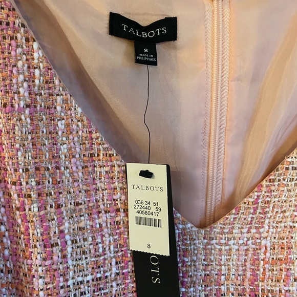 NWT Talbots Pink Tweed Sleeveless Midi Dress - Picture 2 of 10